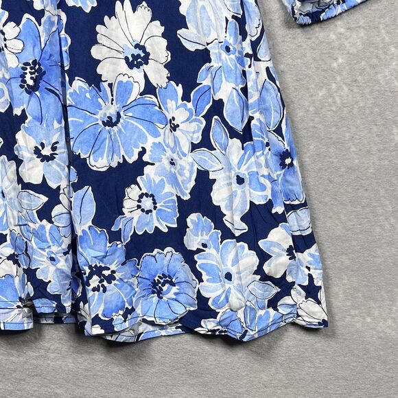 Old Navy Dress Womens Size Large Blue White Floral Wrap V-Neck Knee Length - Picture 4 of 12